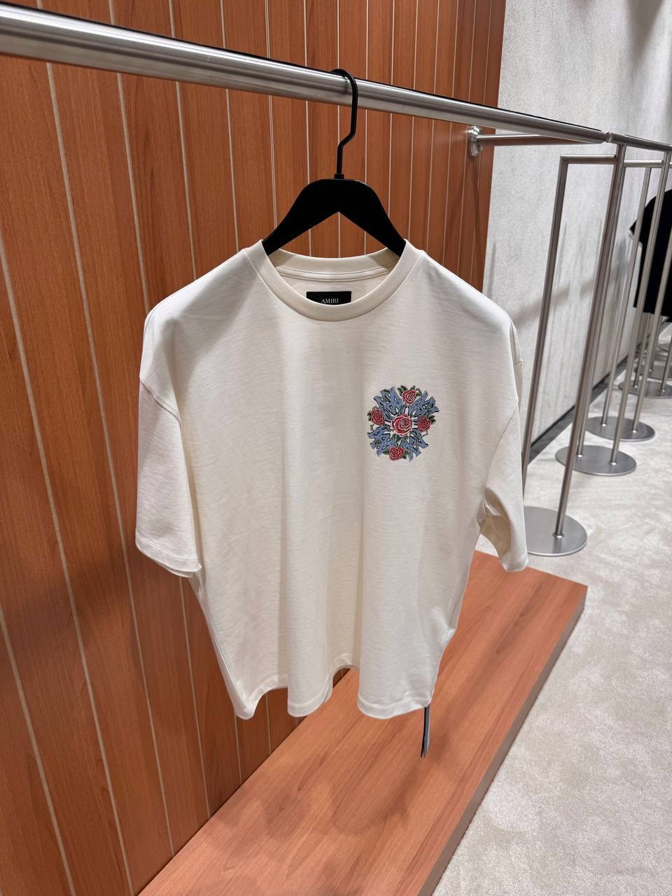 Beige Amiri crystal out for trouble cotton tee