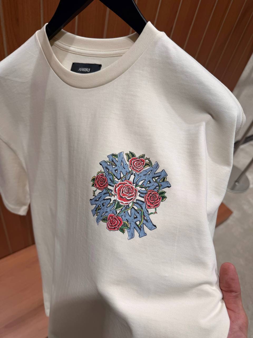 Beige Amiri crystal out for trouble cotton tee - Image 4