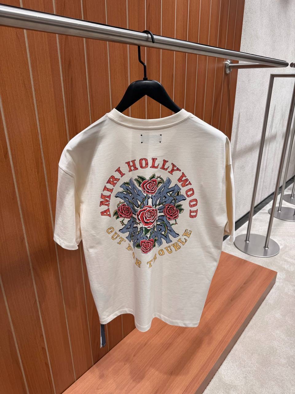 Beige Amiri crystal out for trouble cotton tee - Image 5