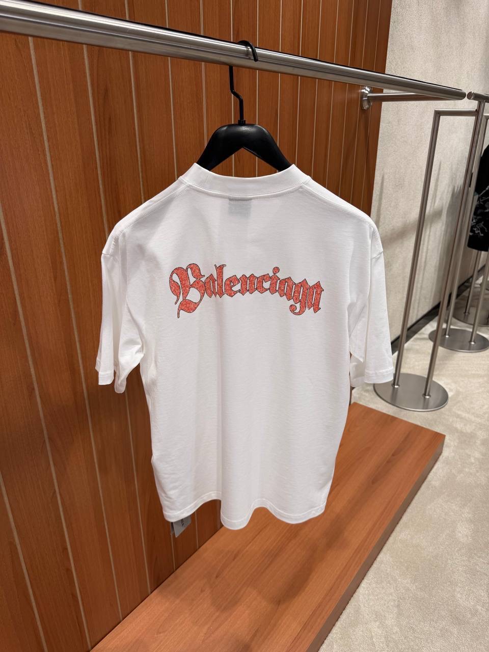 White Balenciaga Spiral Crest graphic print cotton tee - Image 2