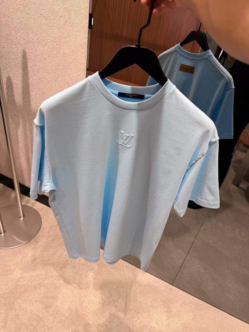 Sky-Blue LV embossed tee - Image 2