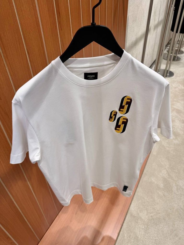 White Fendi fendinity motif embroidered crew-neck t-shirt