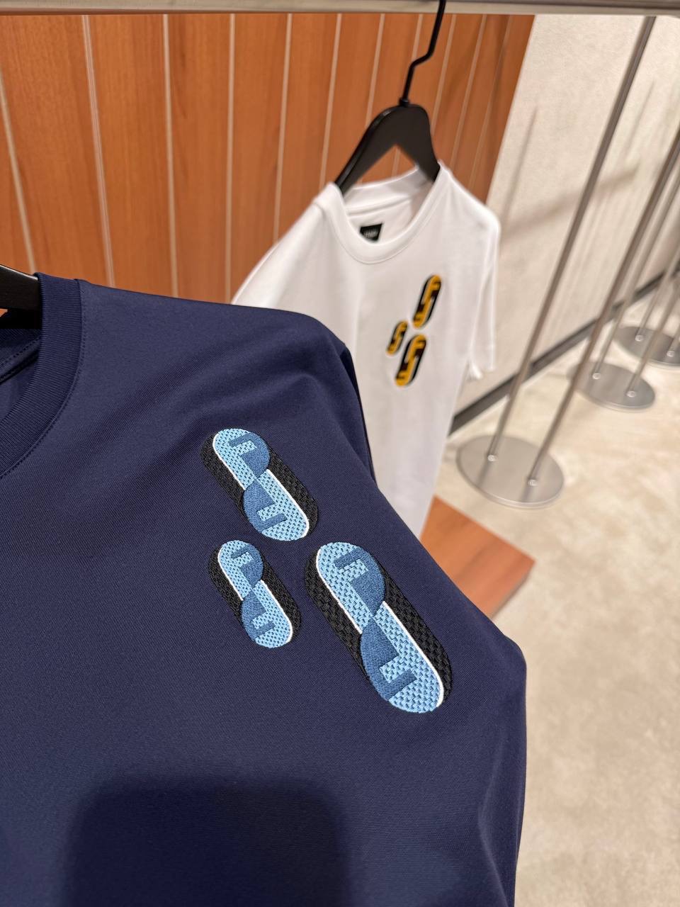 Navy Fendi fendinity motif embroidered crew-neck t-shirt - Image 2