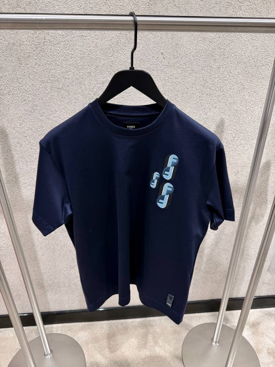 Navy Fendi fendinity motif embroidered crew-neck t-shirt - Image 3