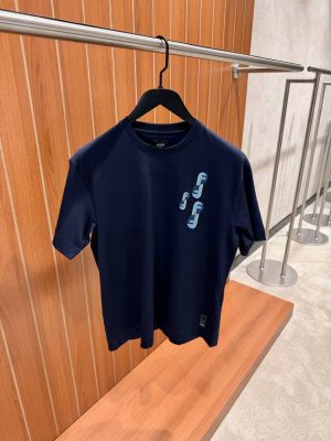 Navy Fendi fendinity motif embroidered crew-neck t-shirt