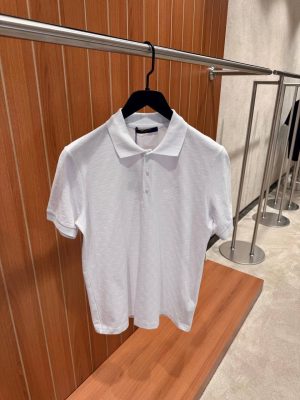 White LV damier signature polo tee