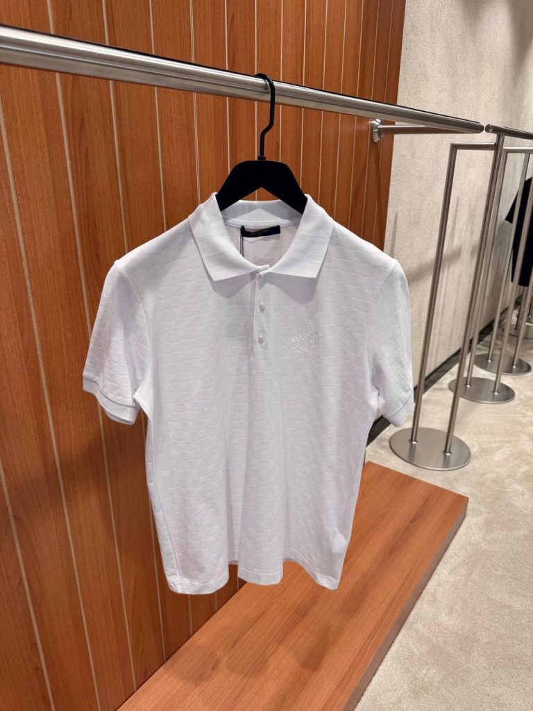 White LV damier signature polo tee