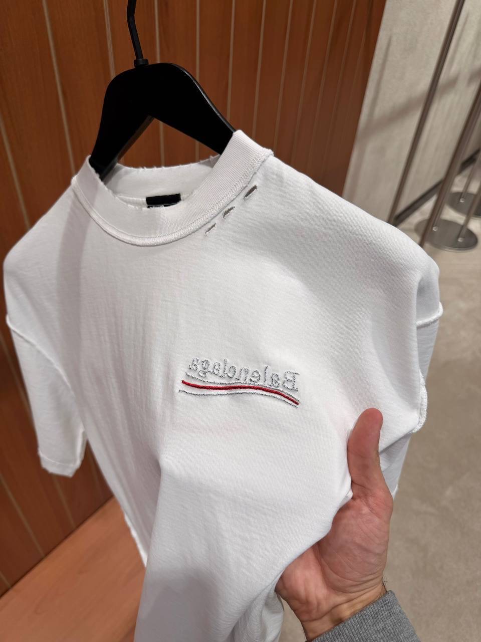 White Balenciaga political campaign inside-out cotton tee - Image 3