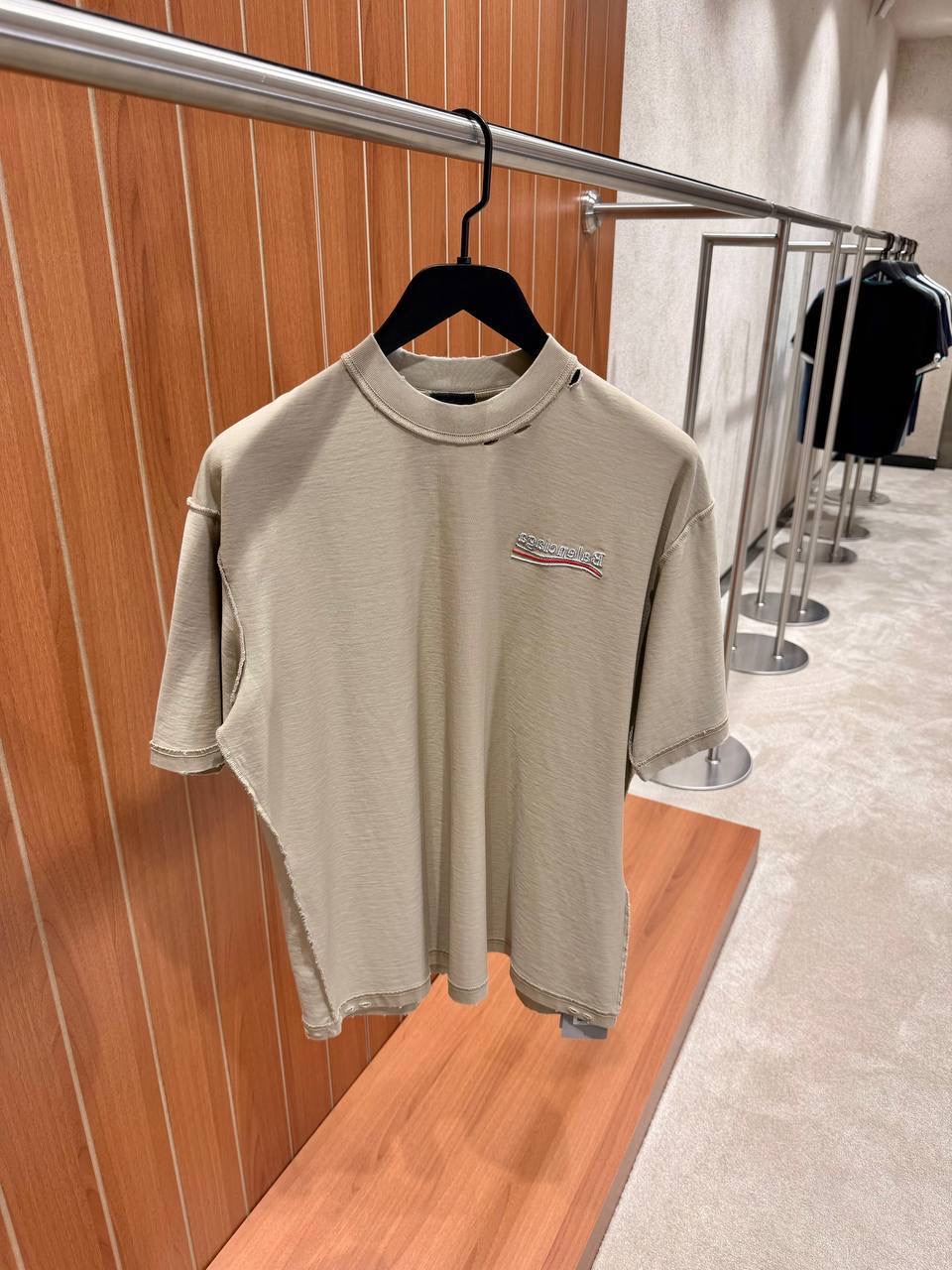 Beige Balenciaga political campaign inside-out cotton tee - Image 2