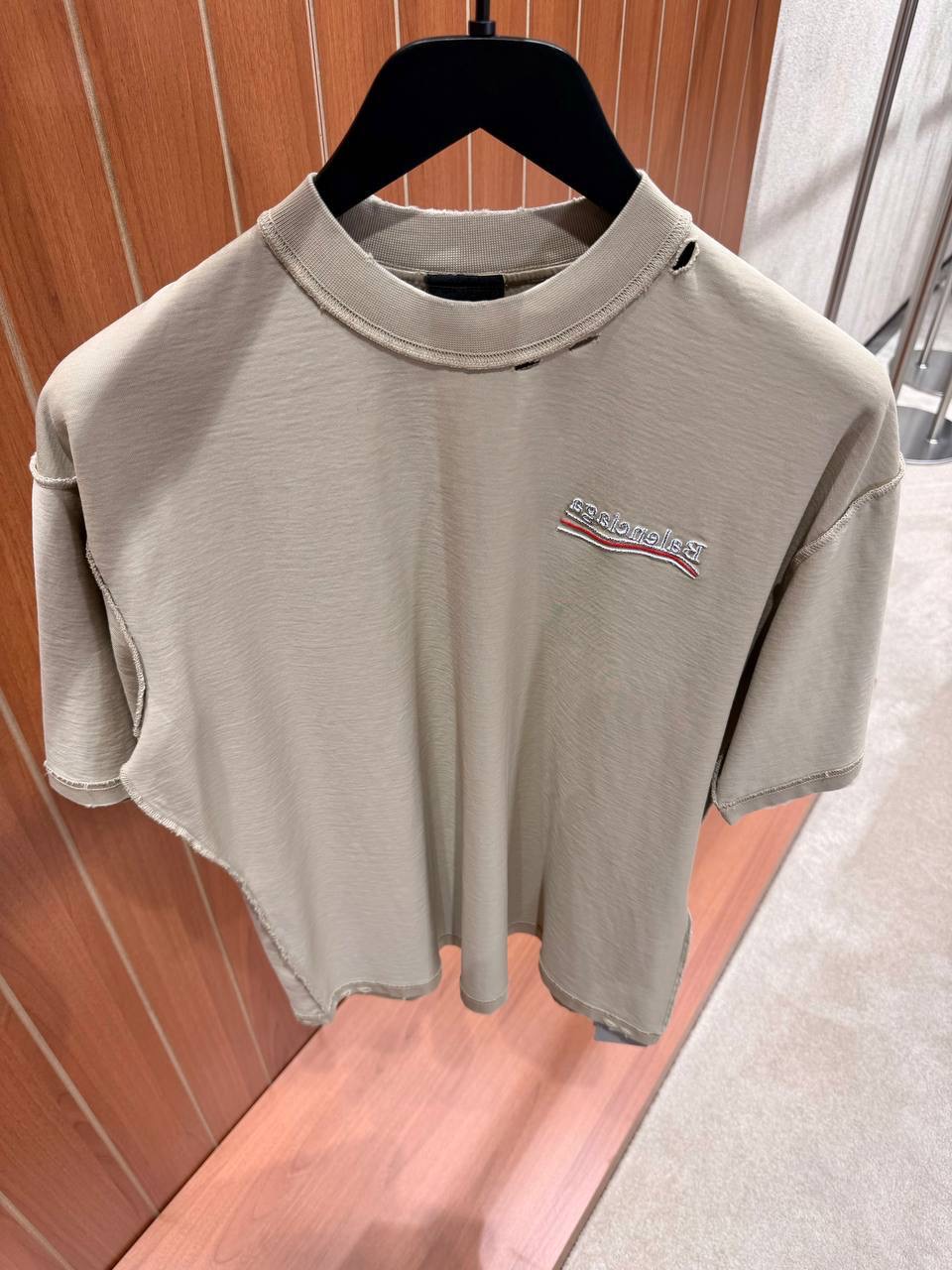 Beige Balenciaga political campaign inside-out cotton tee - Image 3