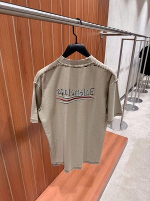 Beige Balenciaga political campaign inside-out cotton tee