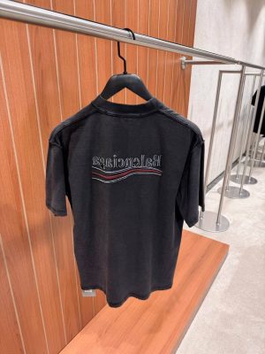 Black Balenciaga political campaign inside-out cotton tee