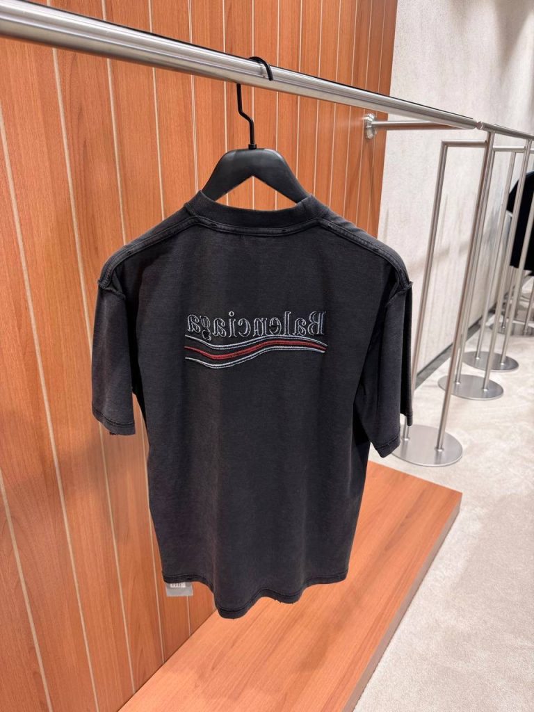 Black Balenciaga political campaign inside-out cotton tee