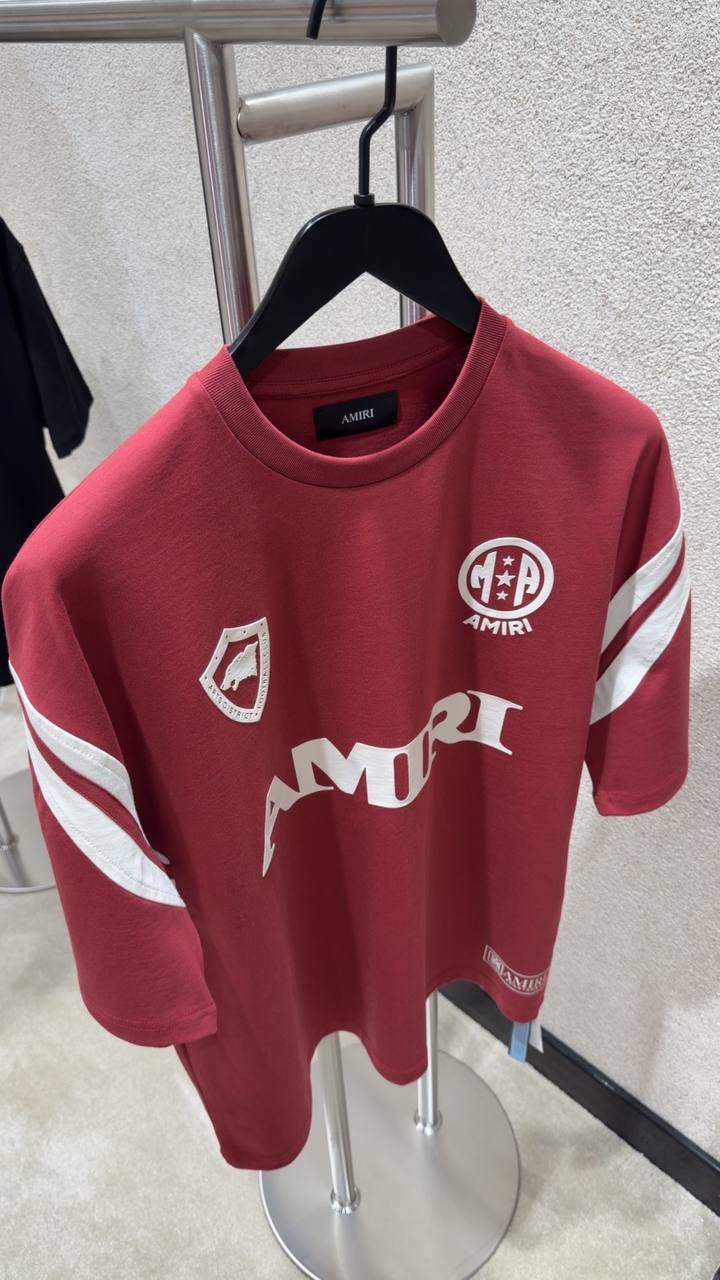 Burgundy Amiri Sport Oversized Cotton-Jersey tee - Image 3