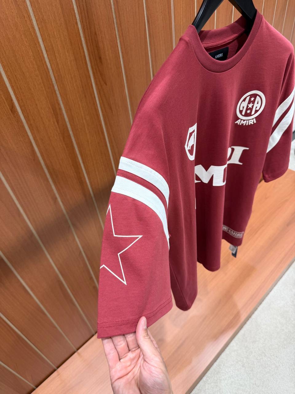 Burgundy Amiri Sport Oversized Cotton-Jersey tee - Image 6