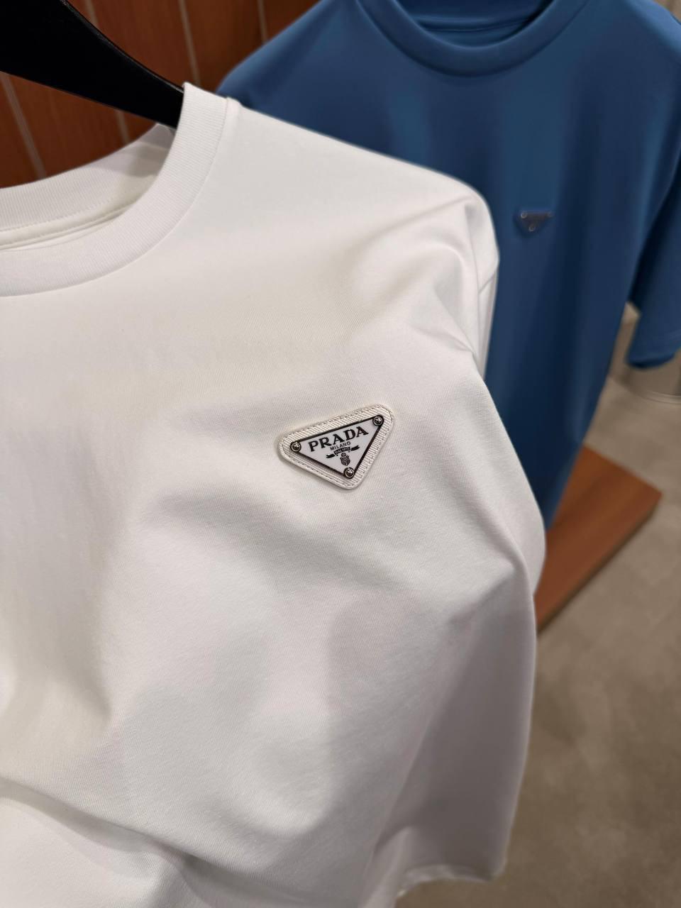 White prada logo tone cotton relaxed tee - Image 2