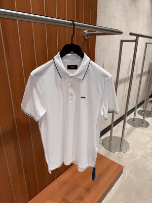 White Amiri logo-Embroidered cotton pique polo tee