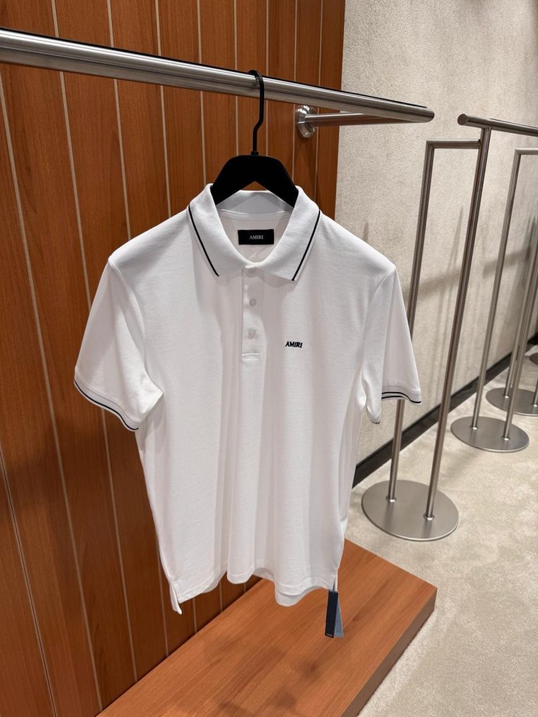 White Amiri logo-Embroidered cotton pique polo tee