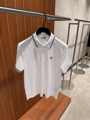 White Dior CD Icon logo-embroidered cotton pique polo tee