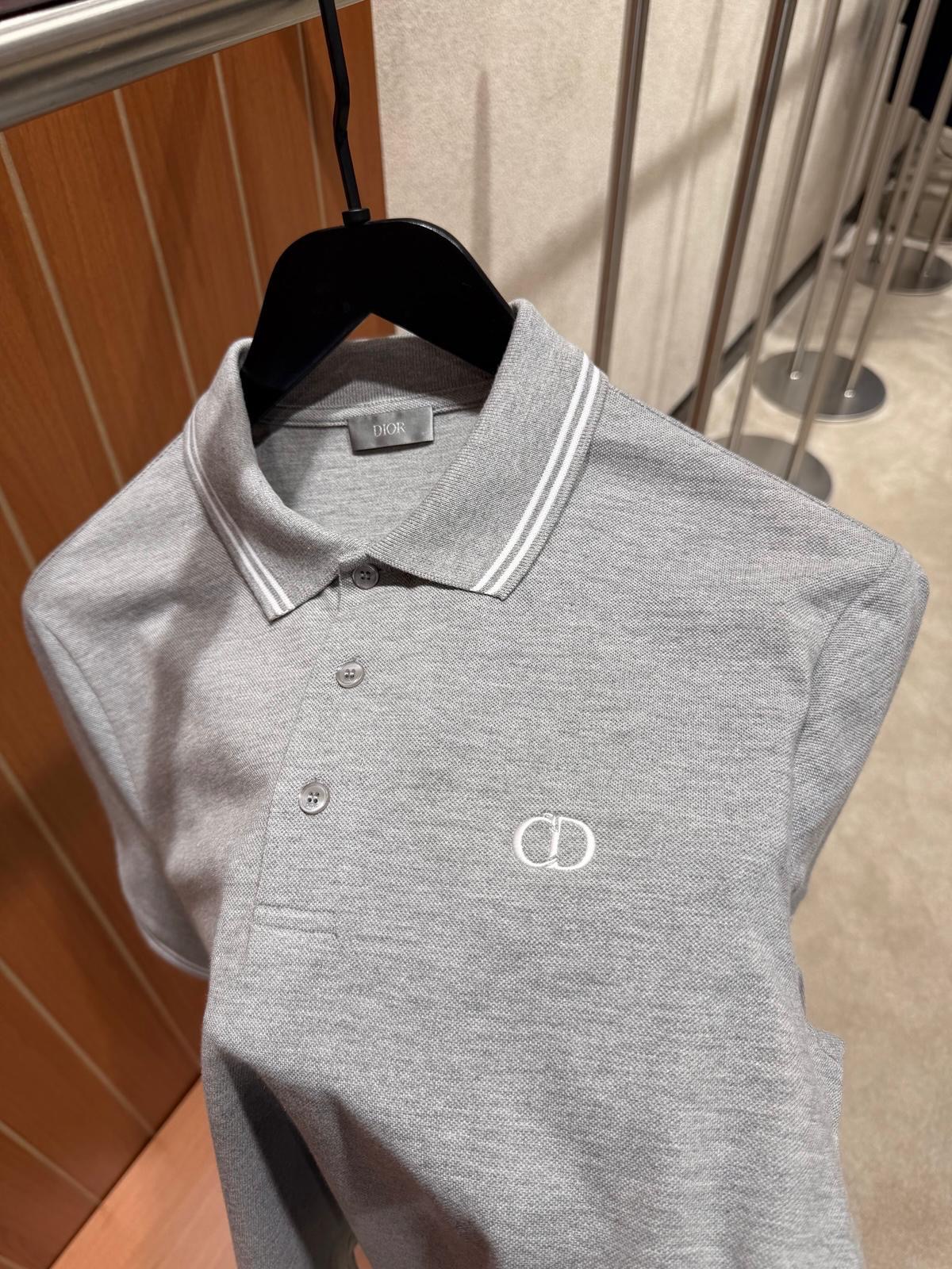 Gray Dior CD Icon logo-embroidered cotton pique polo tee - Image 2