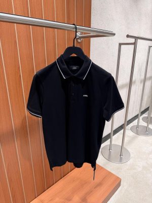 Black Amiri logo-Embroidered cotton pique polo tee