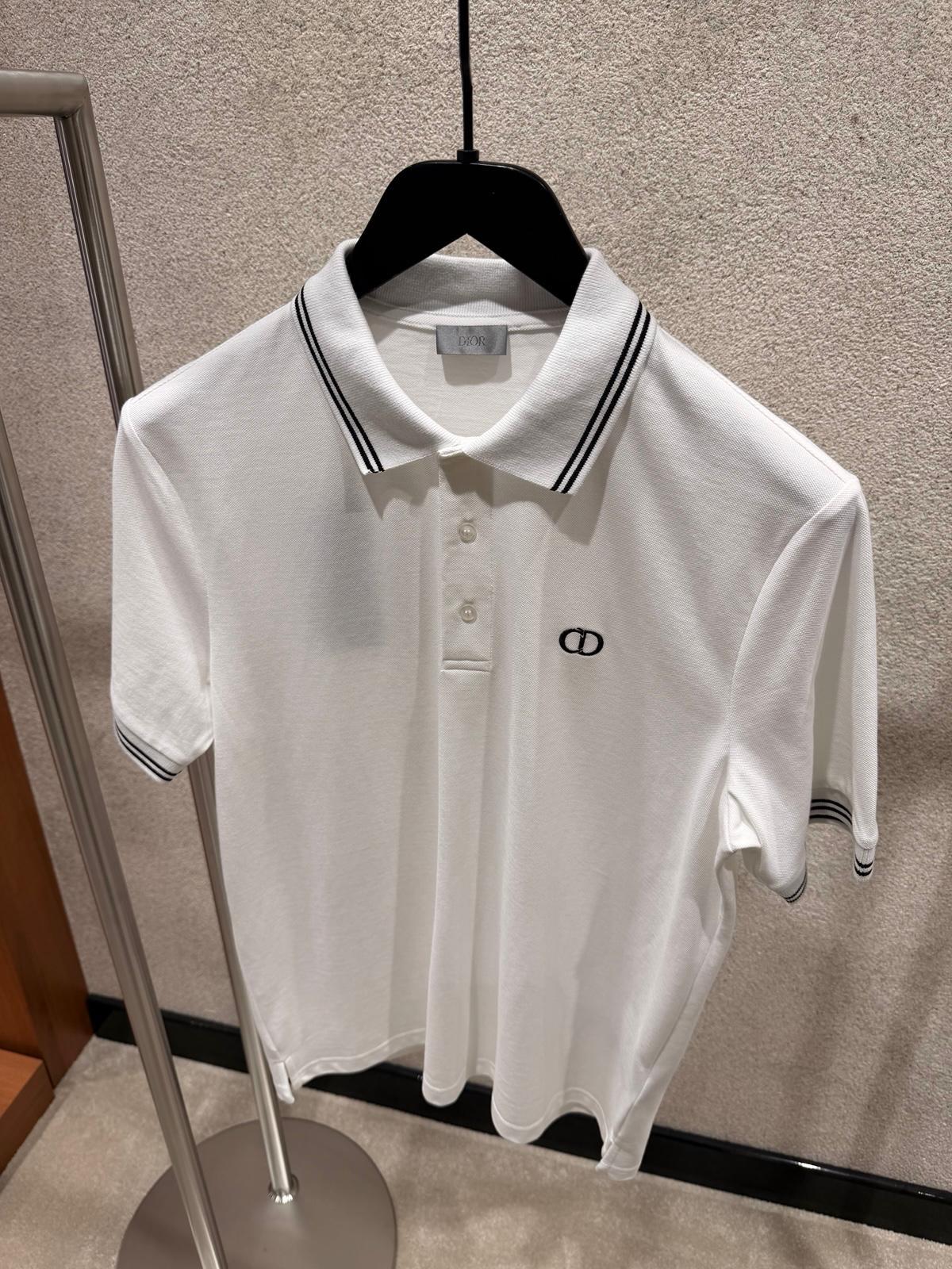 White Dior CD Icon logo-embroidered cotton pique polo tee - Image 2