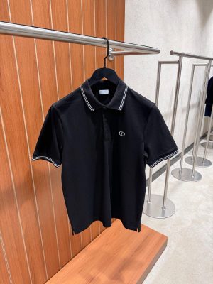 Black Dior CD Icon logo-embroidered cotton pique polo tee