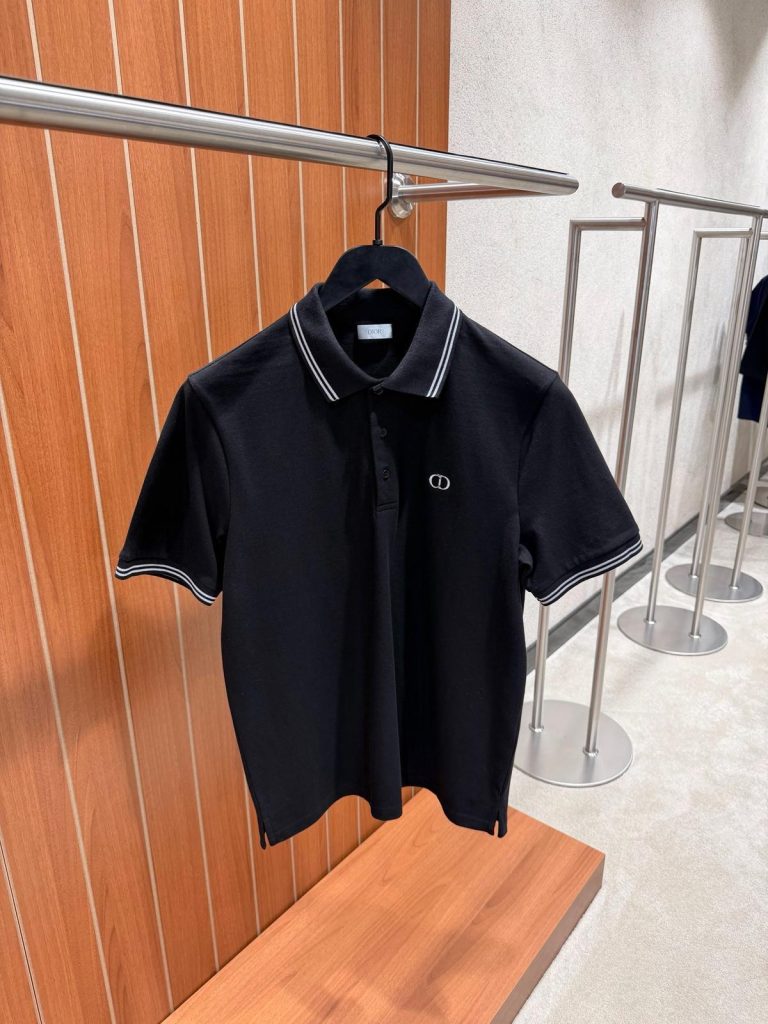 Black Dior CD Icon logo-embroidered cotton pique polo tee
