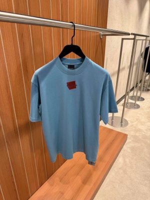Blue Balenciaga taped logo cotton tee