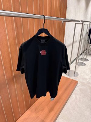 Black Balenciaga taped logo cotton tee