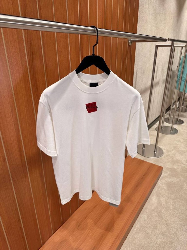 White Balenciaga taped logo cotton tee