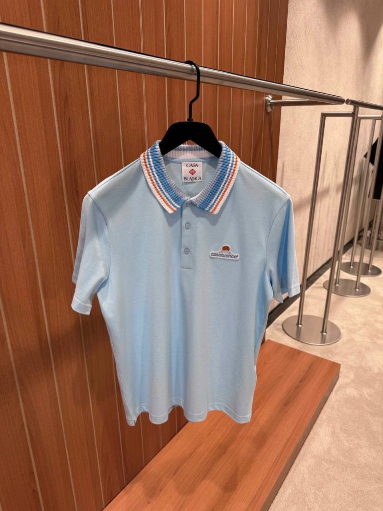 Blue Casablanca knit Pique polo cotton tee