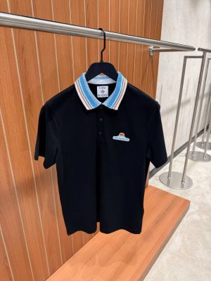 Black Casablanca knit Pique polo cotton tee