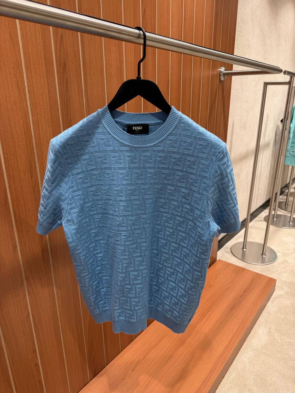 Light Blue Fendi FF pullover cotton tee - Image 8