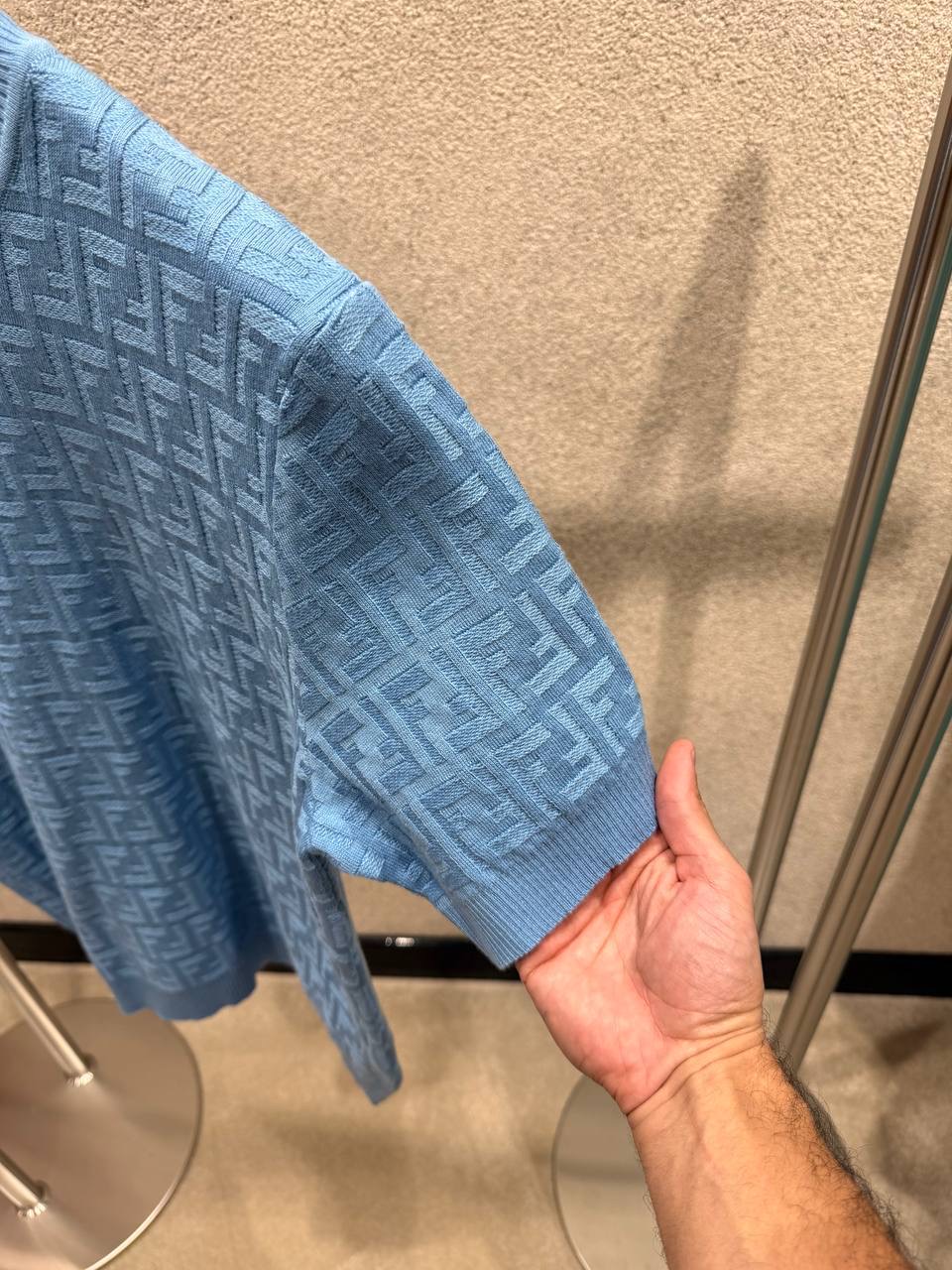 Light Blue Fendi FF pullover cotton tee - Image 4