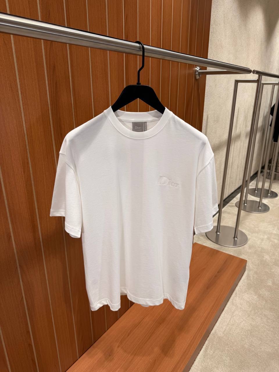 White Dior embroidery cotton jersey T-shirt
