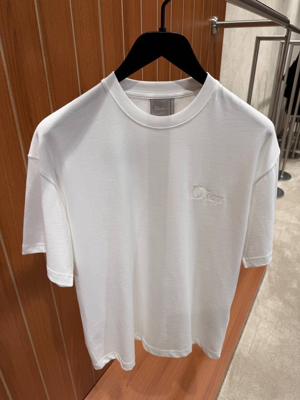 White Dior embroidery cotton jersey T-shirt - Image 2