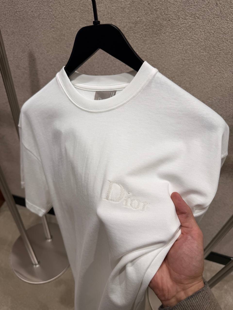 White Dior embroidery cotton jersey T-shirt - Image 3