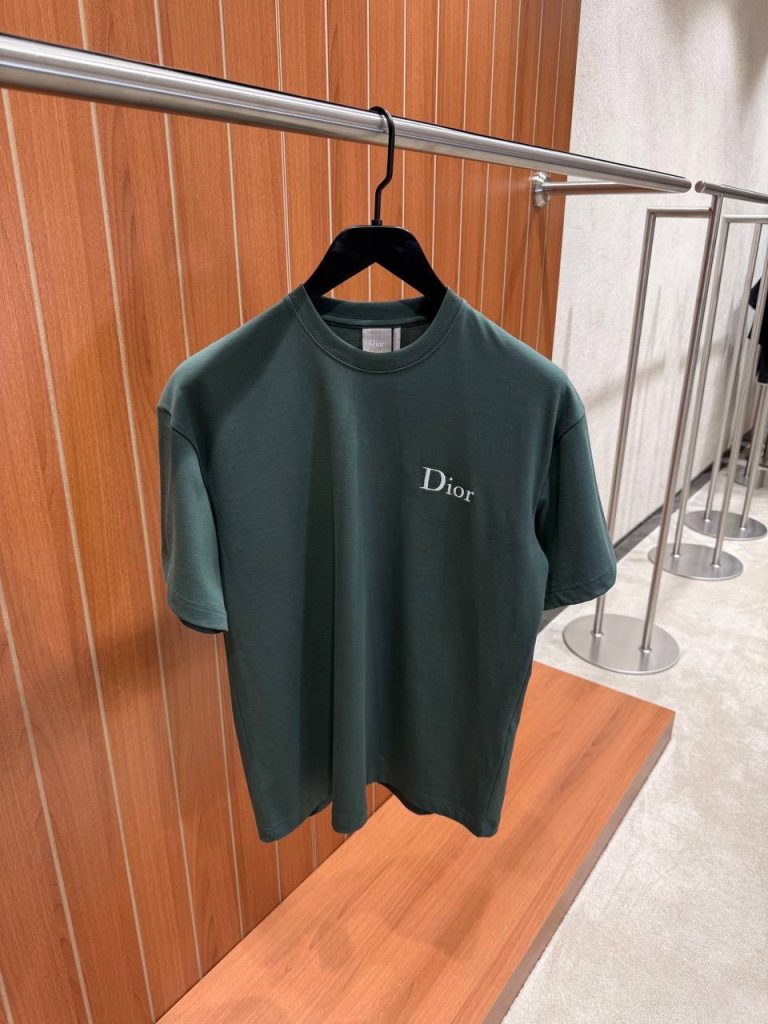 Green Dior embroidery cotton jersey T-shirt