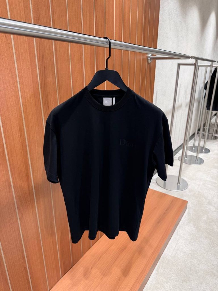 Black Dior embroidery cotton jersey T-shirt