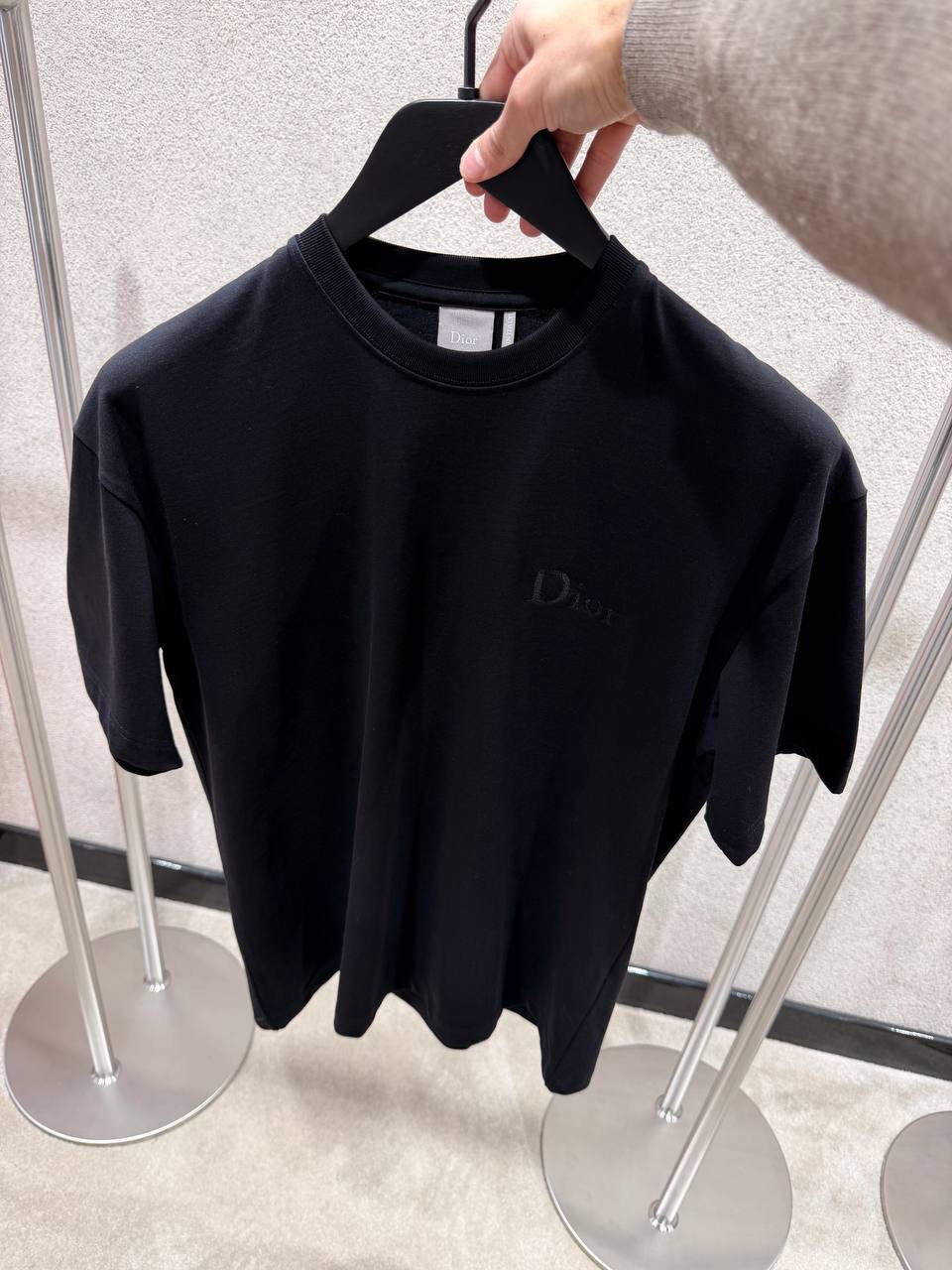 Black Dior embroidery cotton jersey T-shirt - Image 2