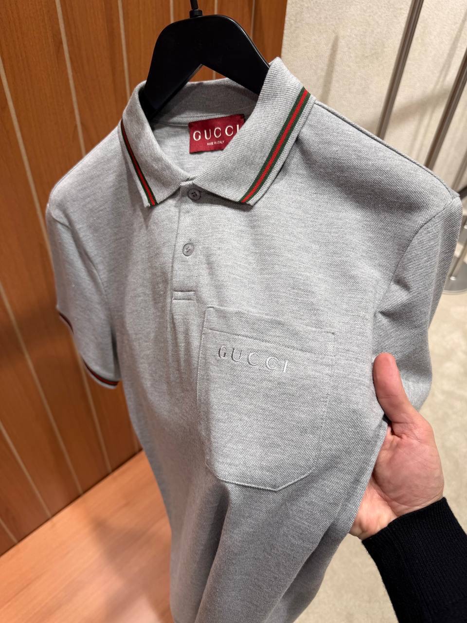 Gray Gucci piquet polo embroidery cotton tee - Image 2