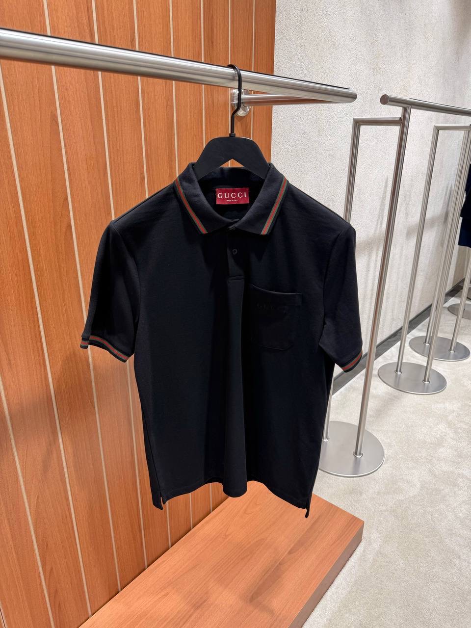 Black Gucci piquet polo embroidery cotton tee