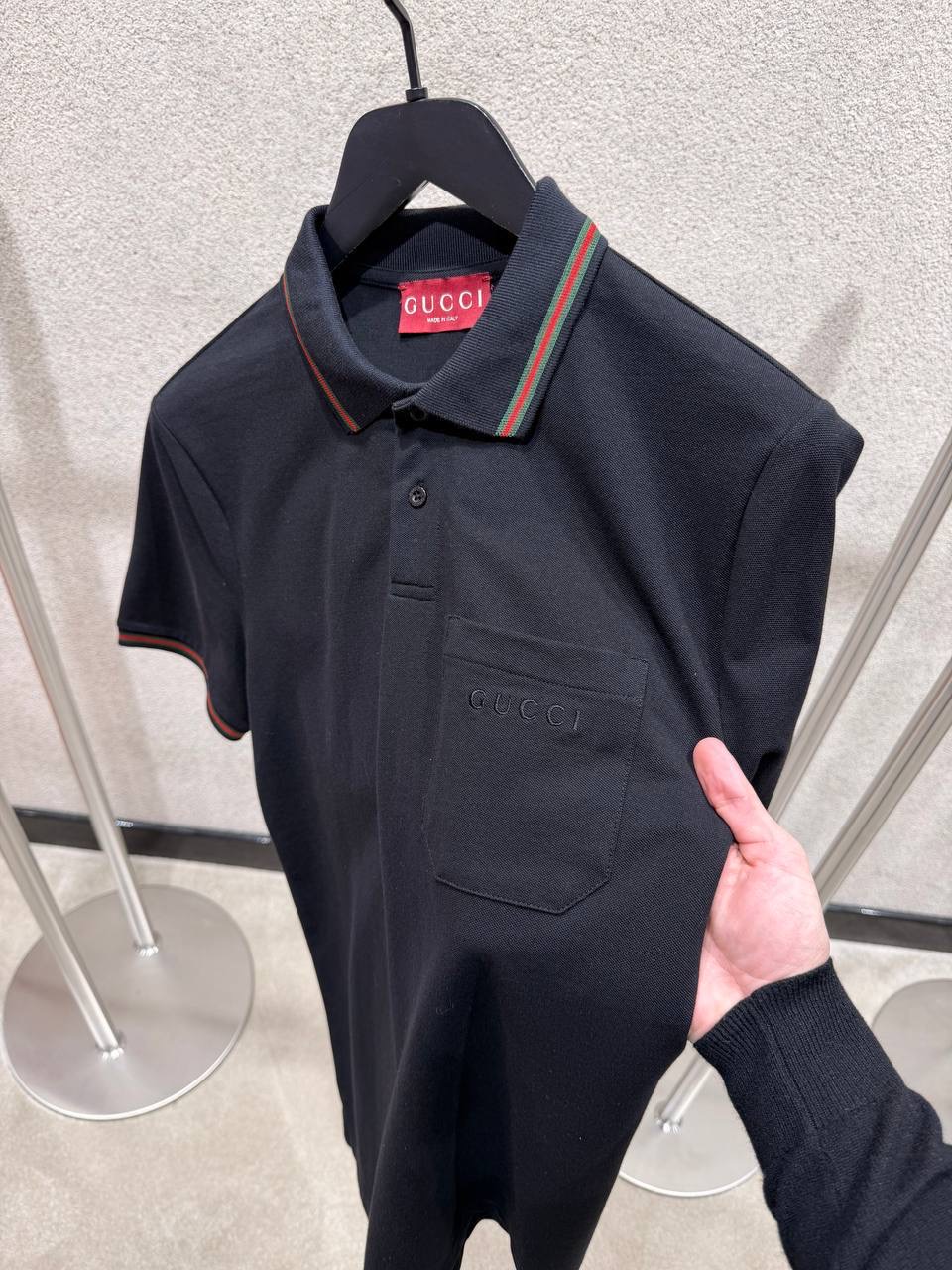 Black Gucci piquet polo embroidery cotton tee - Image 2