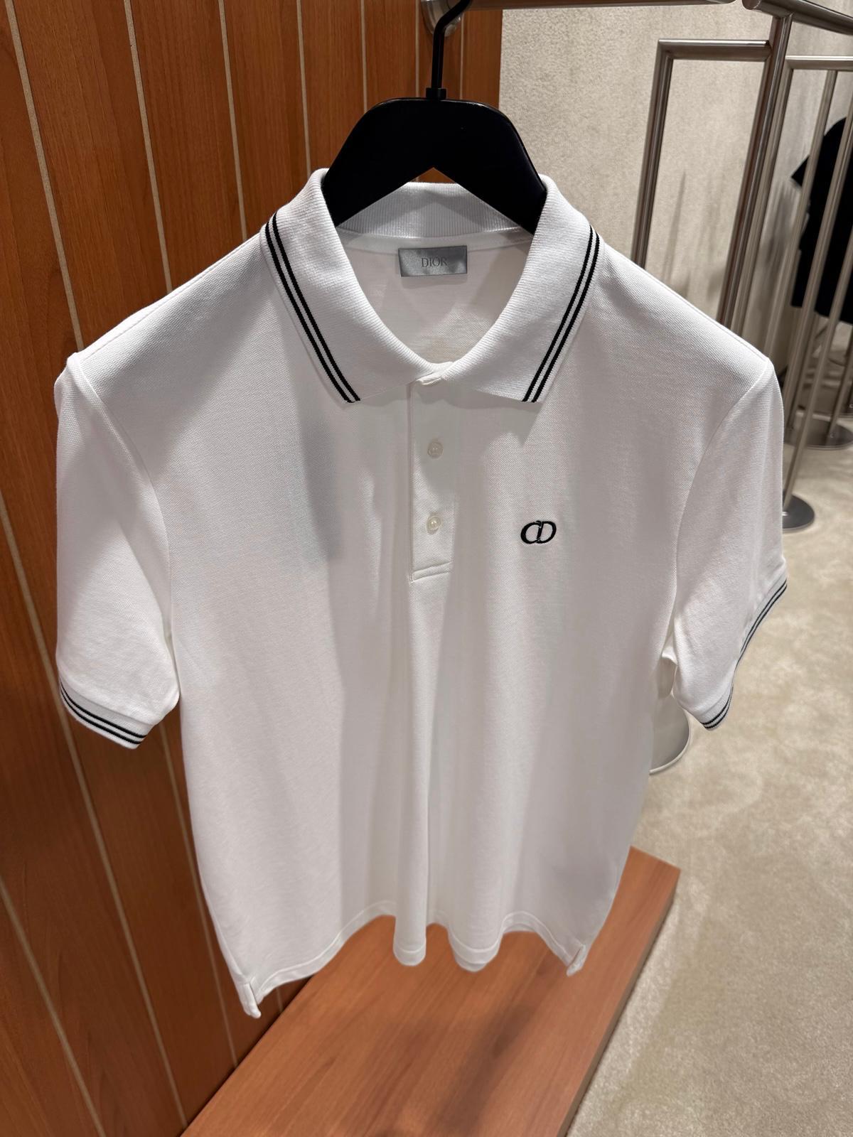 White Dior CD Icon logo-embroidered cotton pique polo tee - Image 4