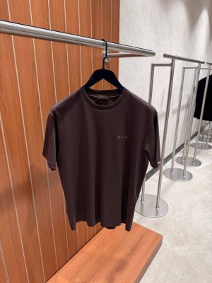 Brown loro piana logo emblem cotton tee
