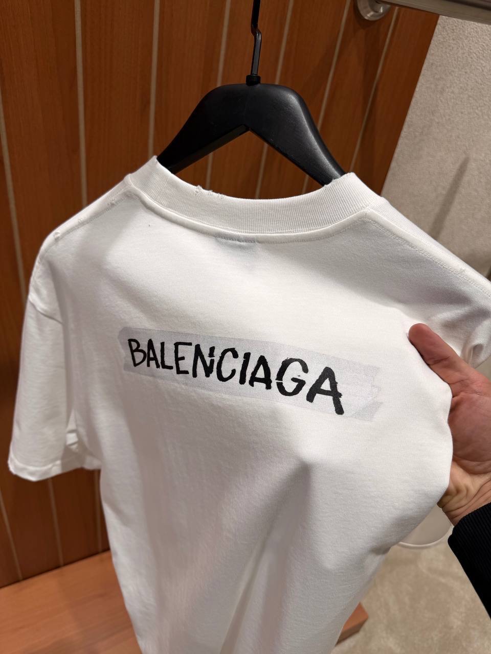 White Balenciaga masking tape cotton tee - Image 5