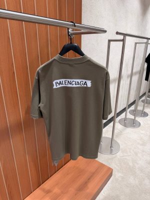 Brown Balenciaga masking tape cotton tee