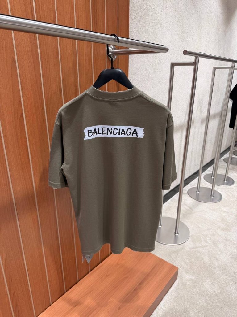 Brown Balenciaga masking tape cotton tee