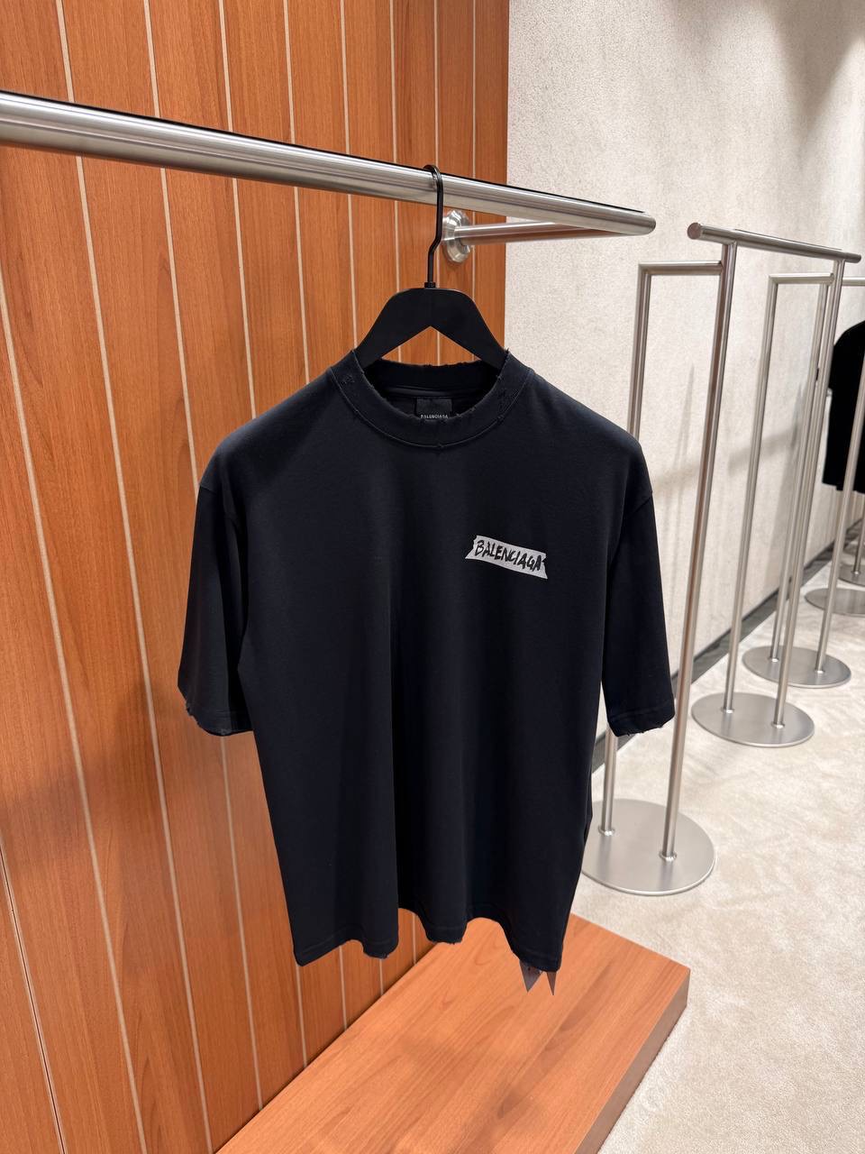 Black Balenciaga masking tape cotton tee - Image 3